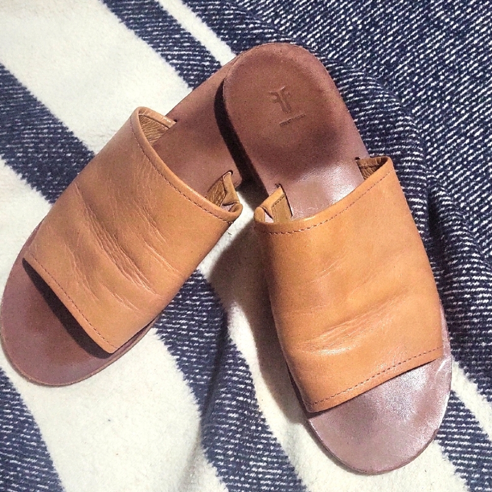 Brown Leather Slide Sandals Good Used Condition